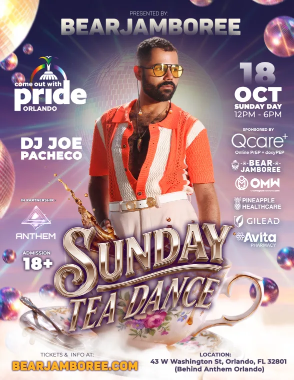 Bear Jamboree Sunday Tea Dance with DJ Joe Pacheco, October 18 in Orlando